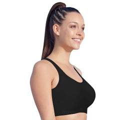 Enamor SB06 Women's Cotton Low Impact Non-Padded, Non-Wired, High-Coverage Bra (Black) - GillKart