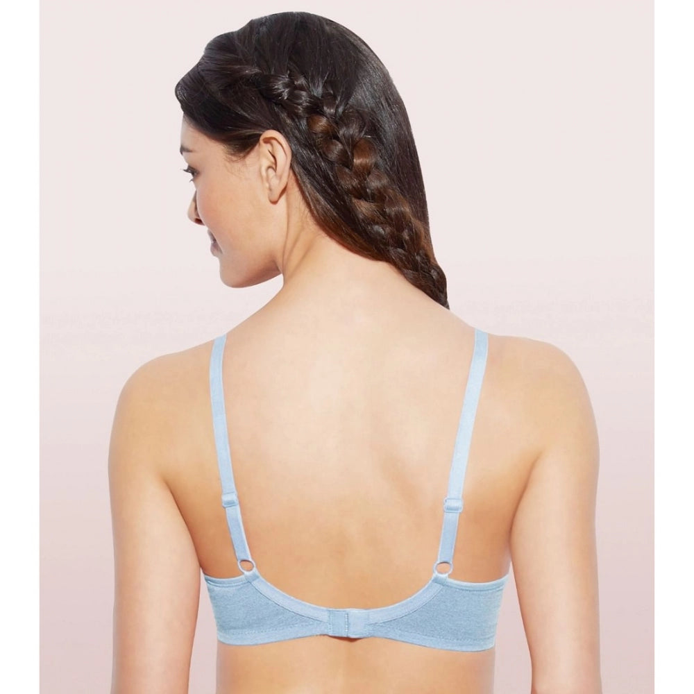 Enamor A042 Women's Cotton Everyday Non Padded And Wirefree Bra (Chambray-Melange) - GillKart