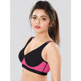 Dermawear SB-1102 Women's 4D Stretch Sports Bra (Black-Pink) - GillKart