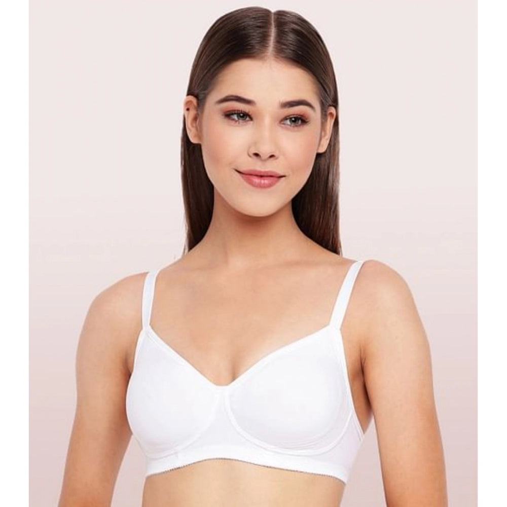 Enamor A042 Women's Cotton Everyday Non Padded And Wirefree Bra (White) - GillKart