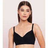 Enamor A042 Women's Cotton Everyday Non Padded And Wirefree Bra (Black) - GillKart