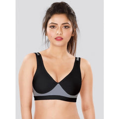 Dermawear SB-1102 Women's 4D Stretch Sports Bra (Black-Grey) - GillKart