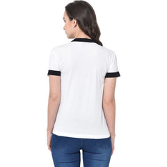 Women's Cotton Blend Solid Regular Sleeves V-Neck Regular Top (White) - GillKart