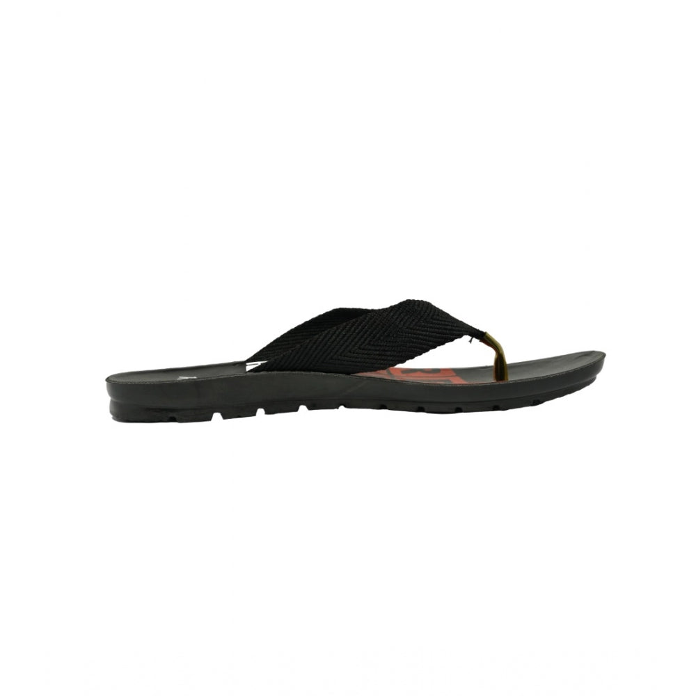 Men's Polyurethane Printed Slip-on Slipper (Black) - GillKart