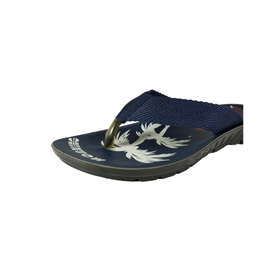 Men's Polyurethane Printed Slip-on Slipper (Blue) - GillKart