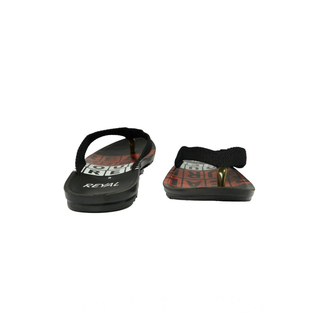 Men's Polyurethane Printed Slip-on Slipper (Black) - GillKart