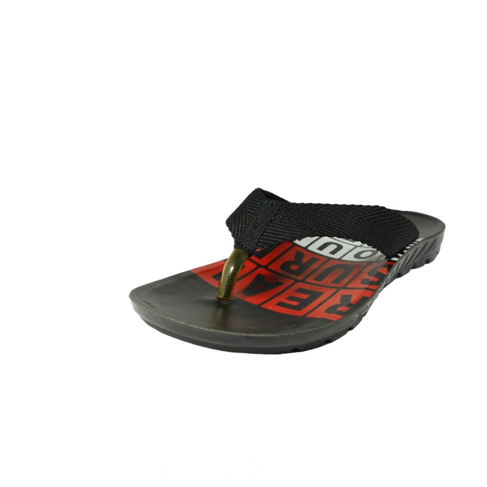 Men's Polyurethane Printed Slip-on Slipper (Black) - GillKart