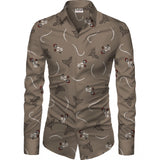 Men's Casual Floral Printed Cotton Blend Unstitched Shirt Fabric 1.6 Mtrs (Brown) - GillKart