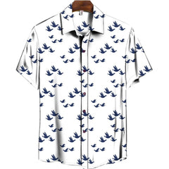 Men's Casual Floral Printed Cotton Blend Unstitched Shirt Fabric 1.6 Mtrs (Blue)