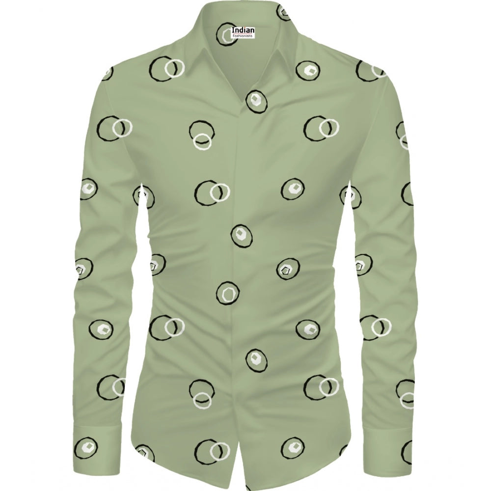 Men's Casual Floral Printed Cotton Blend Unstitched Shirt Fabric 1.6 Mtrs (Green) - GillKart