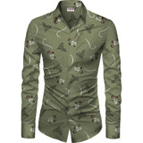 Men's Casual Floral Printed Cotton Blend Unstitched Shirt Fabric 1.6 Mtrs (Green) - GillKart