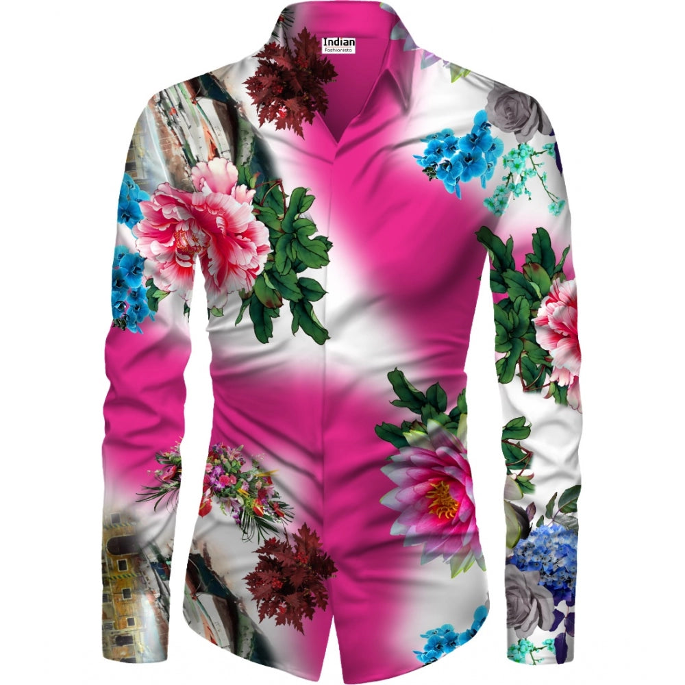 Men's Casual Floral Printed Cotton Blend Unstitched Shirt Fabric 1.6 Mtrs (Multicolor)