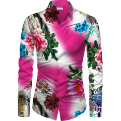 Men's Casual Floral Printed Cotton Blend Unstitched Shirt Fabric 1.6 Mtrs (Multicolor)