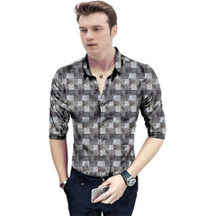 Men's Casual Floral Printed Cotton Blend Unstitched Shirt Fabric 1.6 Mtrs (Grey)