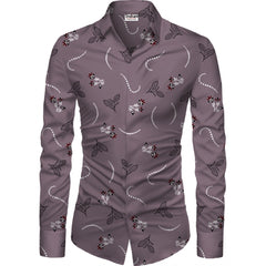 Men's Casual Floral Printed Cotton Blend Unstitched Shirt Fabric 1.6 Mtrs (Violet)