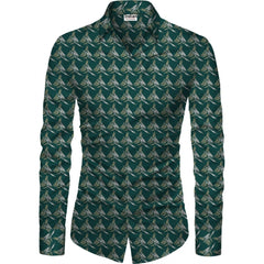 Men's Casual Floral Printed Cotton Blend Unstitched Shirt Fabric 1.6 Mtrs (Dark Green)