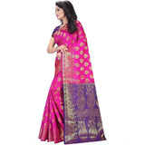 Women's Jacquard Woven Saree With Unstitched Blouse 5.5Mtr (Pink) - GillKart