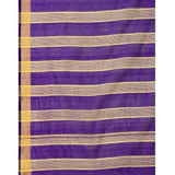 Women's Cotton Silk Striped Saree With Unstitched Blouse 5.5Mtr (Multicolor) - GillKart