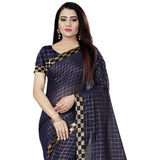 Women's Cotton Silk Checkered Saree With Unstitched Blouse 5.5Mtr (Multicolor) - GillKart