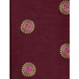 Women's Silk Blend Embroidered Saree With Unstitched Blouse 5.5Mtr (Brown) - GillKart