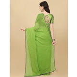 Women's Silk Blend Embellished Saree With Unstitched Blouse 5.5Mtr (Green) - GillKart