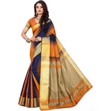 Women's Jacquard Woven Saree With Unstitched Blouse 5.5Mtr (Orange) - GillKart