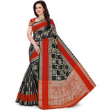 Women's Jacquard Woven Saree With Unstitched Blouse 5.5Mtr (Red-Black) - GillKart