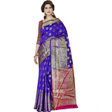 Women's Jacquard Woven Saree With Unstitched Blouse 5.5Mtr (Blue) - GillKart