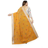 Women's Cotton Silk Embroidered Saree With Unstitched Blouse 5.5Mtr (Yellow) - GillKart