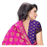 Women's Jacquard Woven Saree With Unstitched Blouse 5.5Mtr (Pink) - GillKart