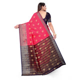 Women's Silk Blend Woven Saree With Unstitched Blouse 5.5Mtr (Multicolor) - GillKart