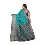 Women's Jacquard Woven Saree With Unstitched Blouse 5.5Mtr (Green) - GillKart