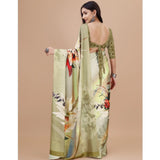 Women's Crepe Digital Print Saree With Unstitched Blouse 5.5Mtr (Multicolor) - GillKart