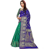 Women's Jacquard Woven Saree With Unstitched Blouse 5.5Mtr (Blue) - GillKart