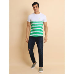 Men's Casual Cotton Printed Round Neck Half Sleeve T-Shirt (Green) - GillKart