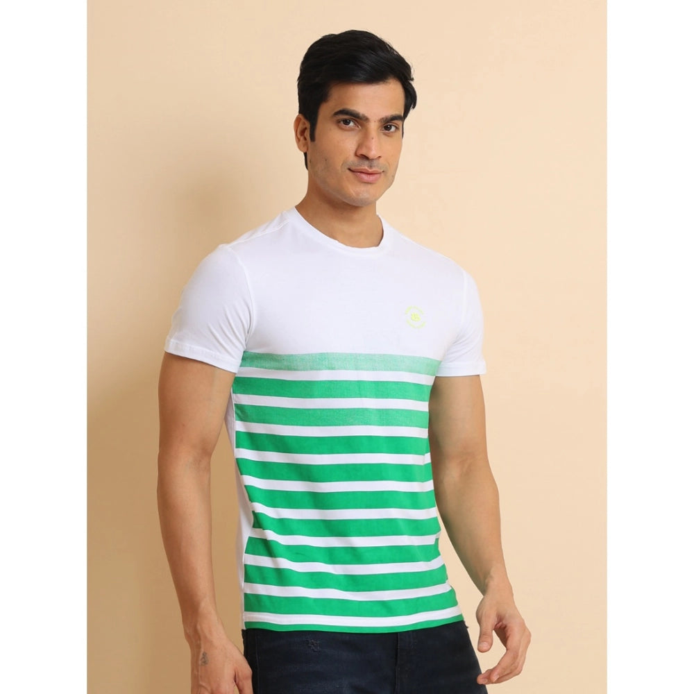 Men's Casual Cotton Printed Round Neck Half Sleeve T-Shirt (Green) - GillKart