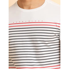 Men's Casual Cotton Printed Round Neck Half Sleeve T-Shirt (White) - GillKart