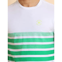 Men's Casual Cotton Printed Round Neck Half Sleeve T-Shirt (Green) - GillKart