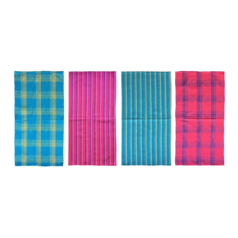 Pack Of_4 Cotton Checkered Kitchen Towel Sets (Multicolor, Size: 15x25 In) - GillKart