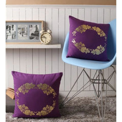 Pack Of_2 Cotton Printed Cushion Cover Sets (Purple, Size: 16x16 In) - GillKart