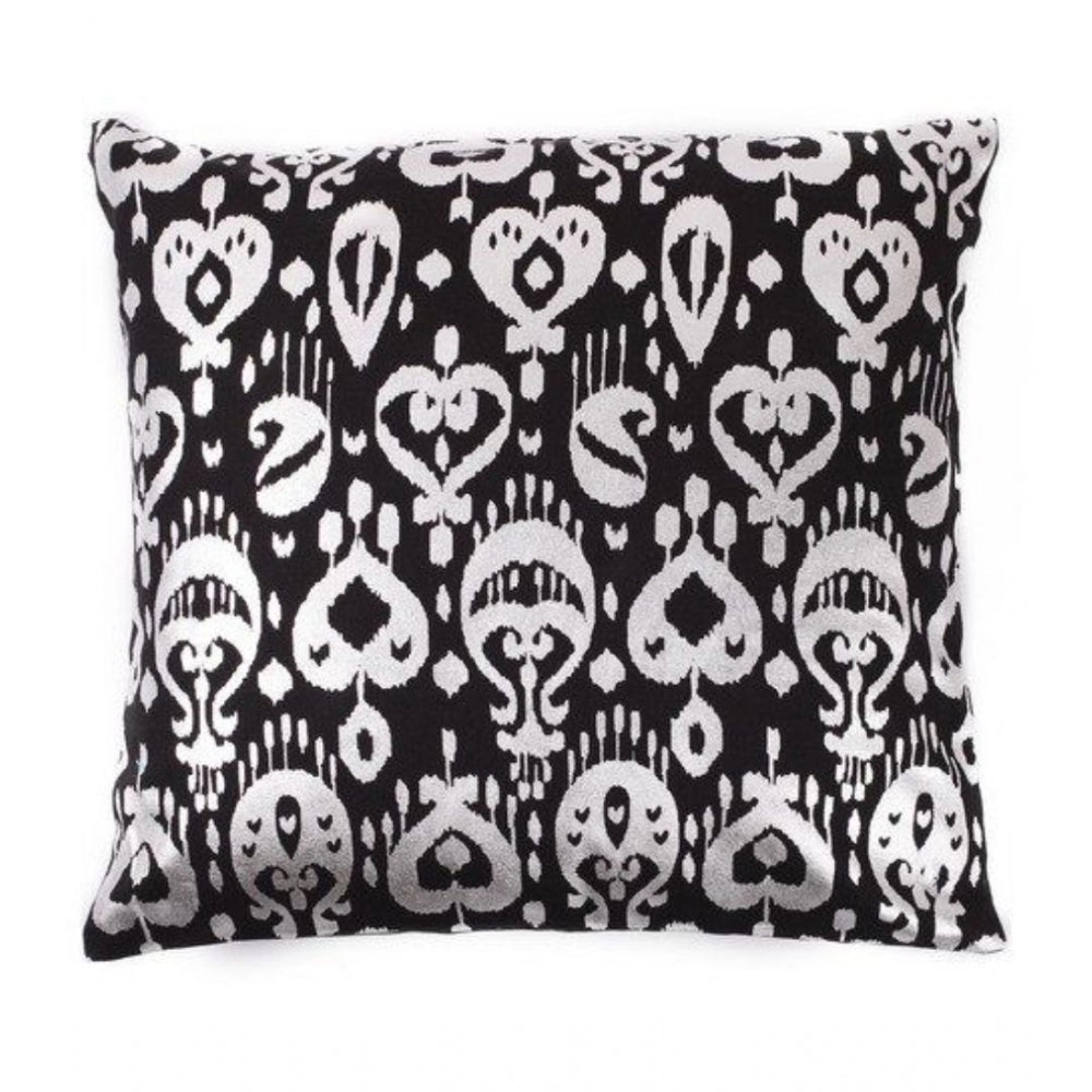 Pack Of_2 Cotton Printed Cushion Cover Sets (Black, Size: 16x16 In) - GillKart