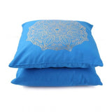 Pack Of_2 Cotton Printed Cushion Cover Sets (Blue, Size: 16x16 In) - GillKart