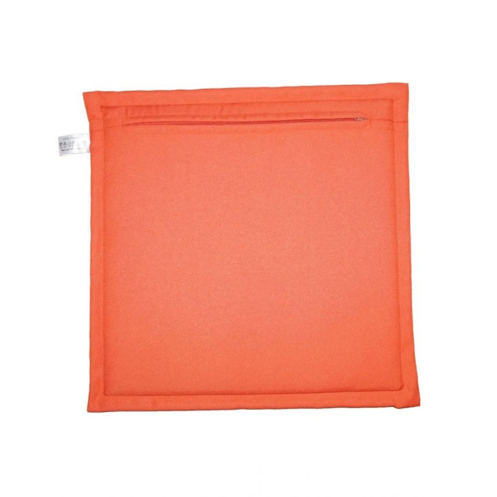 Pack Of_4 Polyester Solid Chairpads (Orange, Size: 16x16 In) - GillKart