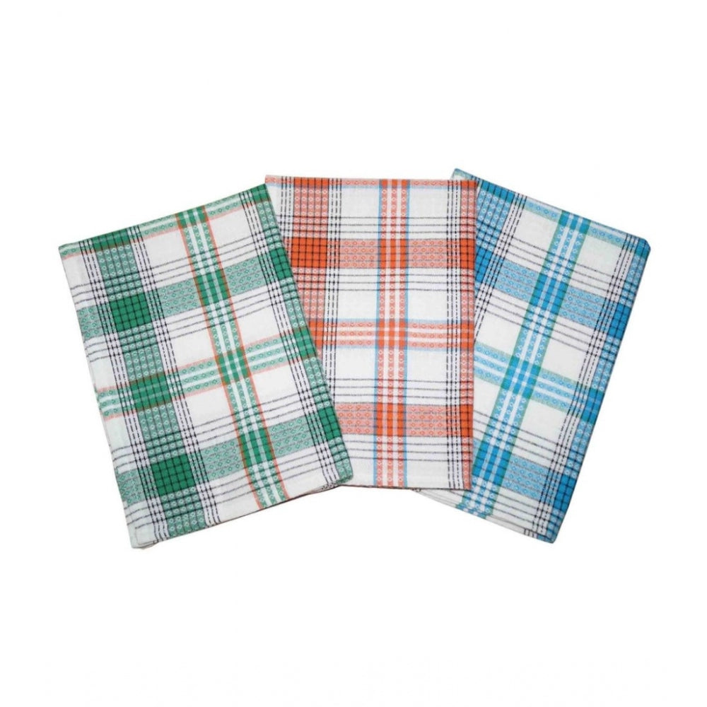 Pack Of_3 Cotton Checkered Kitchen Towel Sets (Multicolor, Size: 24x16 In) - GillKart