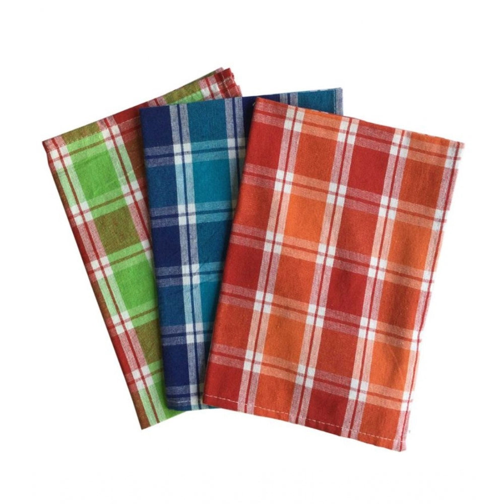 Pack Of_3 Cotton Checkered Kitchen Towel Sets (Multicolor, Size: 24x16 In) - GillKart