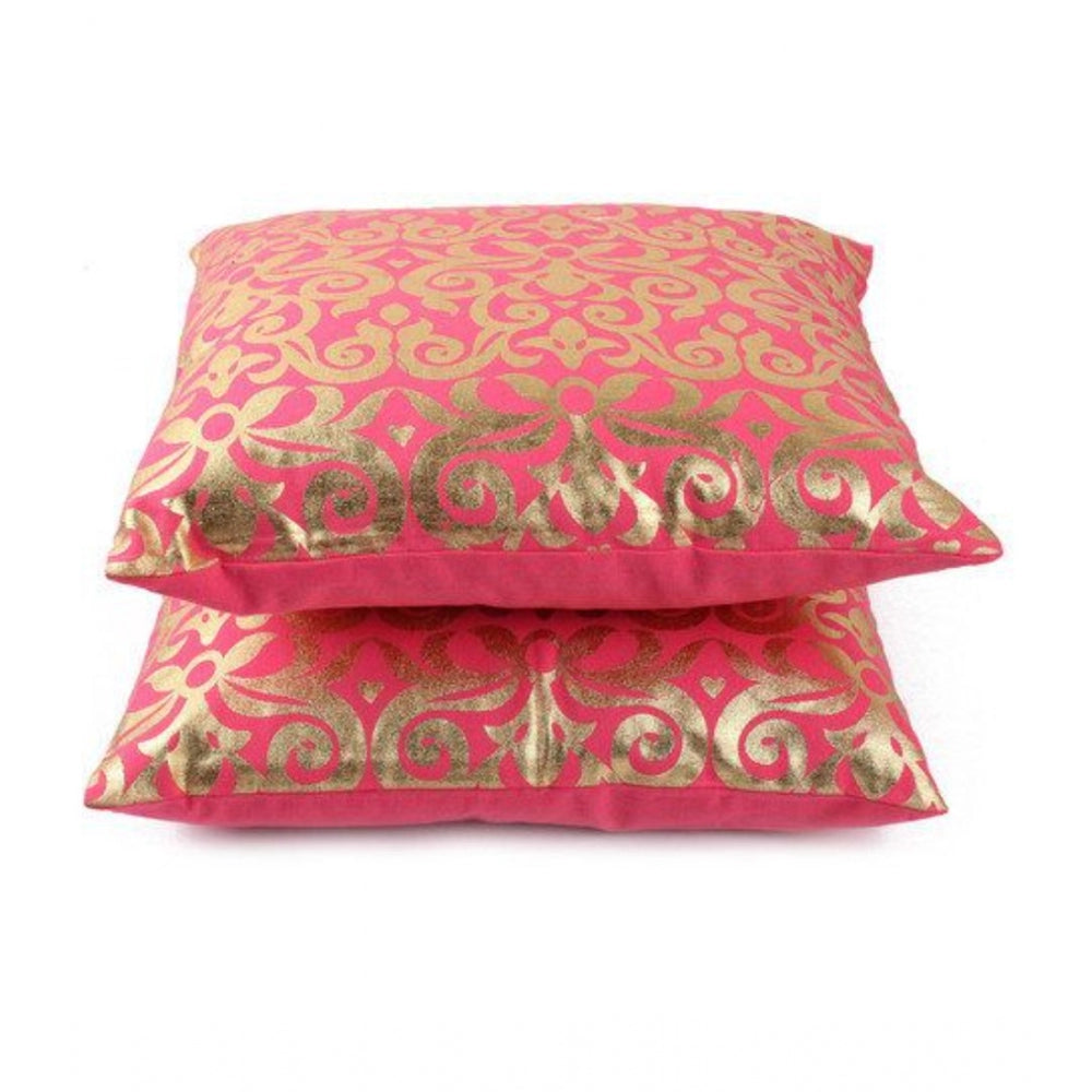 Pack Of_2 Cotton Printed Cushion Cover Sets (Red, Size: 16x16 In) - GillKart