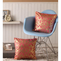 Pack Of_2 Cotton Printed Cushion Cover Sets (Red, Size: 16x16 In) - GillKart