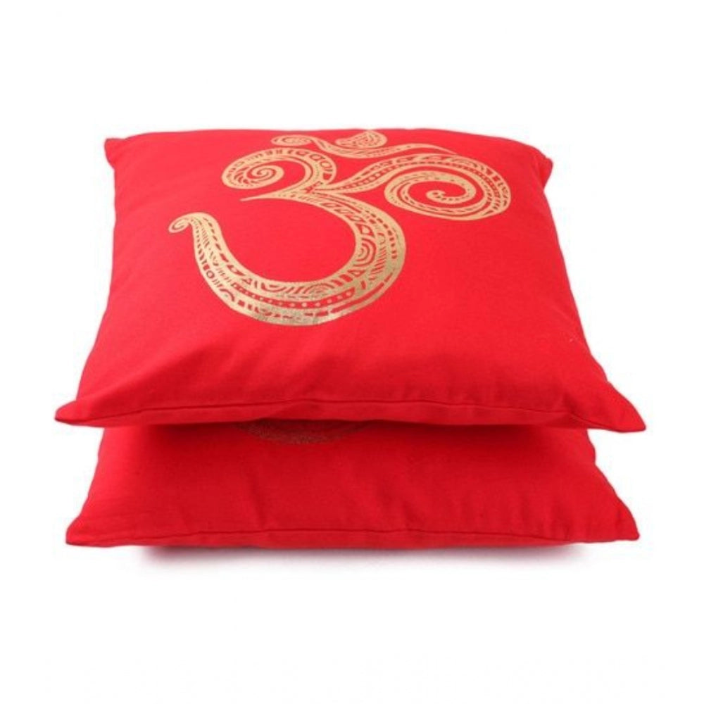 Pack Of_2 Cotton Printed Cushion Cover Sets (Red, Size: 16x16 In) - GillKart