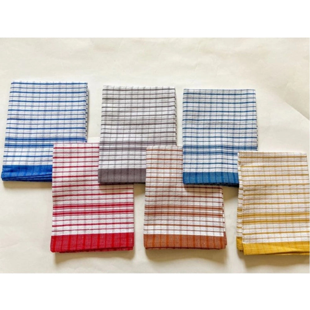 Pack Of_6 Cotton Checkered Kitchen Towel Sets (Multicolor, Size: 18x28 In) - GillKart