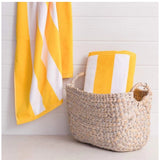 Cotton Solid Bath Towels (Yellow &amp; White, Size: 36x71 In) - GillKart